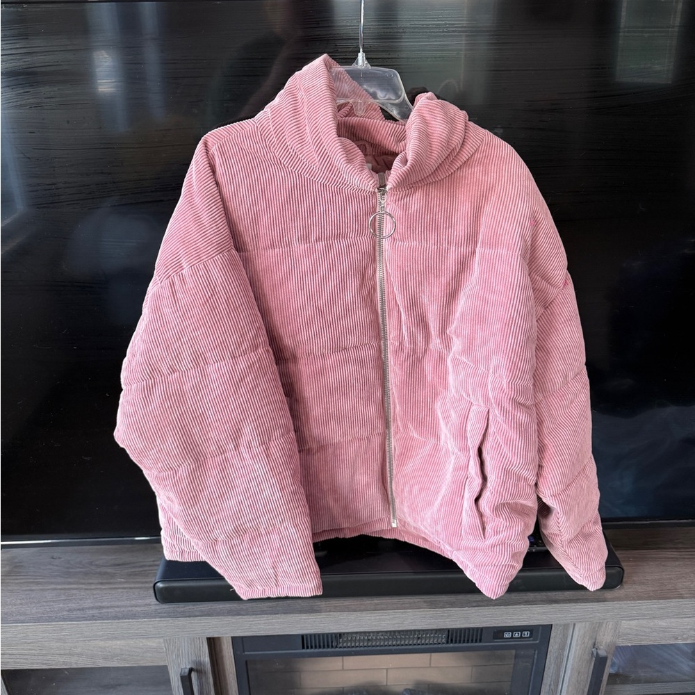 Pink Corduroy Puffer Jacket